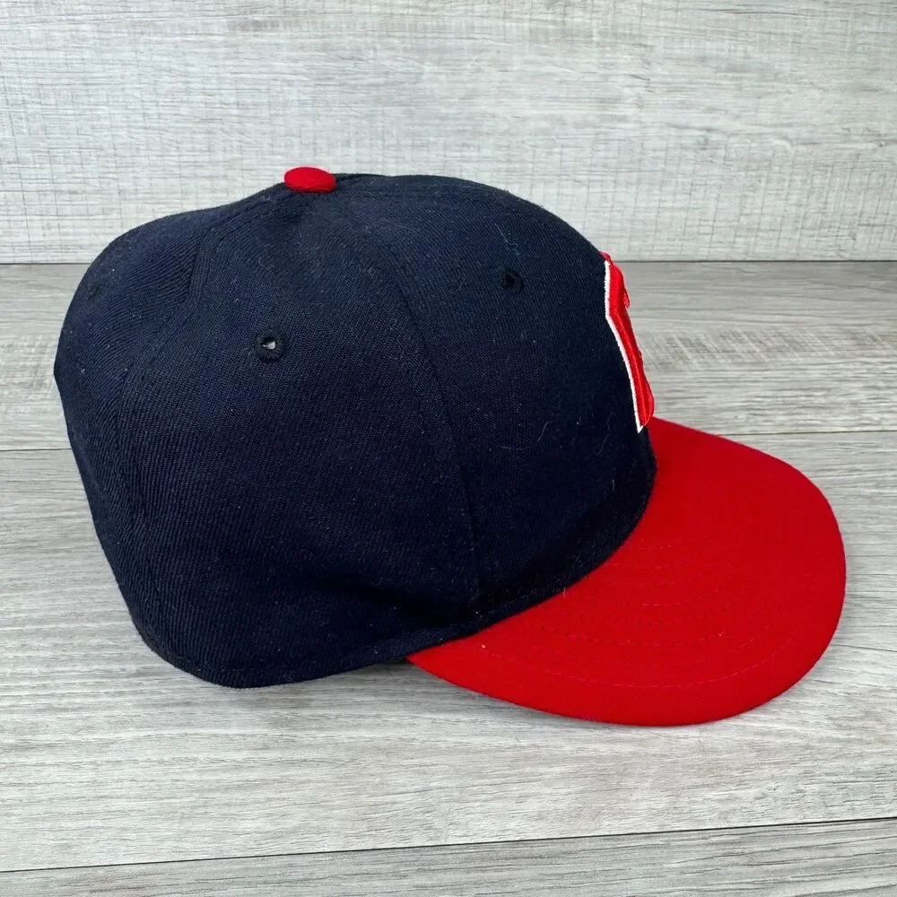 New Era Cleveland 59Fifty Guardians Baseball Cap Mens 7 1/8 Navy Red Fitted Hat